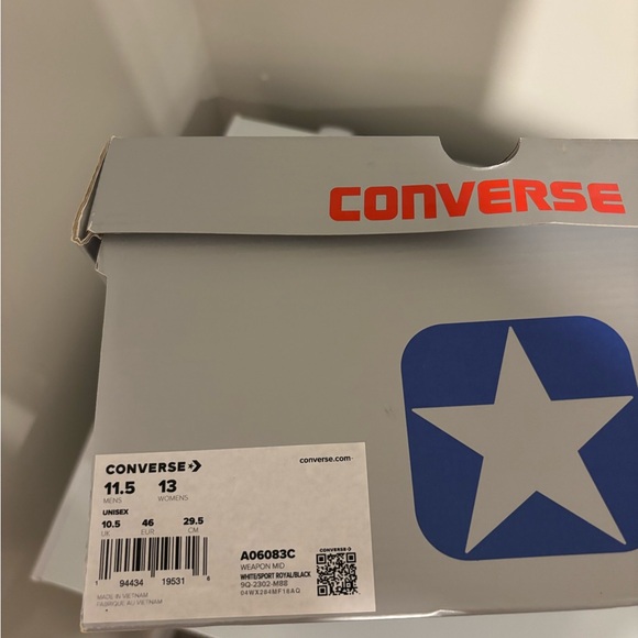Converse Men's White, Blue, and Black Sneakers - Picture 2 of 2